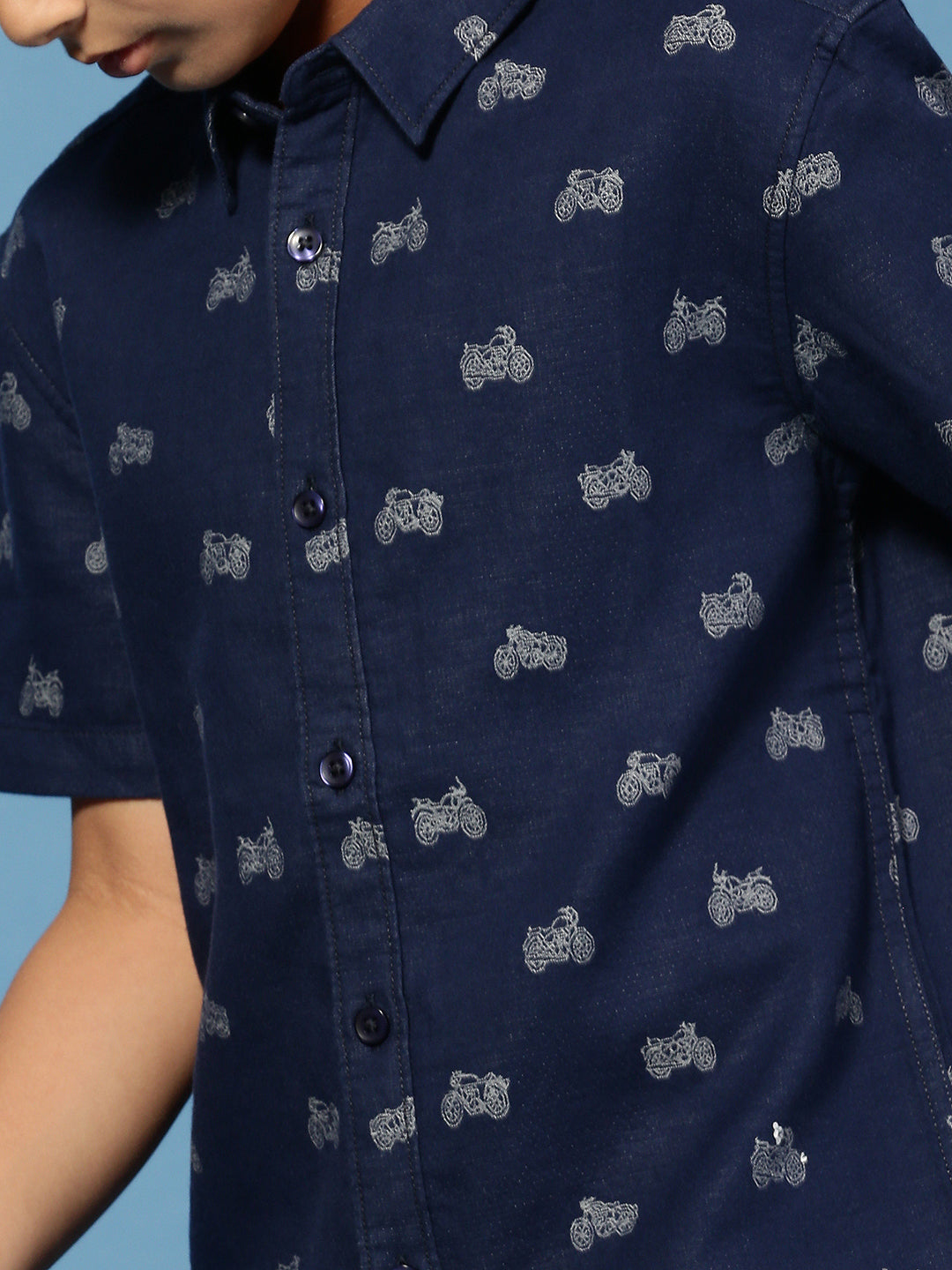 PIPIN Boys Printed Shirt Blue