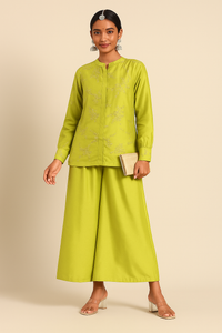 Co-Ord Set(Top & Palazzo)-Lime