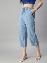 Ladies Crop Palazzo Ice Blue