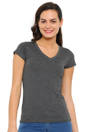 De Moza -Ladies Half Sleeve Anthra Melange top - De Moza