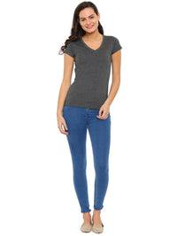 De Moza -Ladies Half Sleeve Anthra Melange top - De Moza