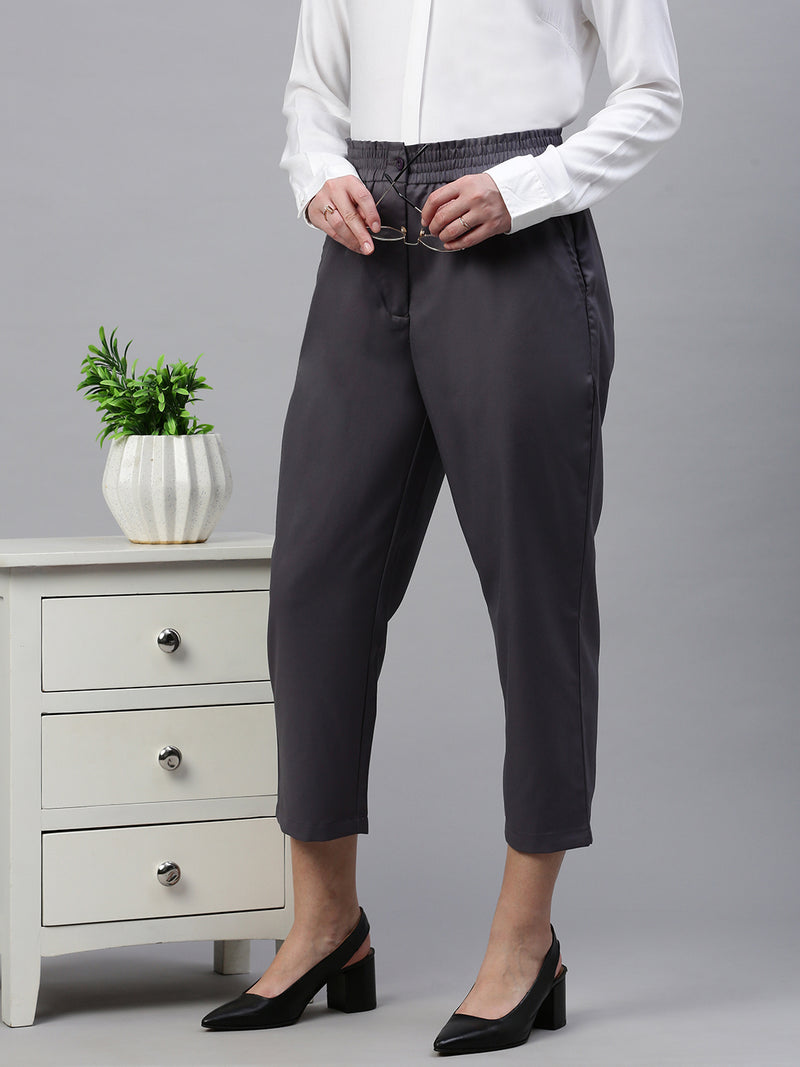 De Moza Women Formal Pant Light Grey