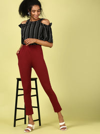 Women's Needle Pants Maroon - De Moza