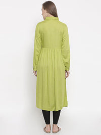De Moza -Ladies Full Sleeve Kurta Lime - De Moza
