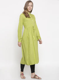 De Moza -Ladies Full Sleeve Kurta Lime - De Moza