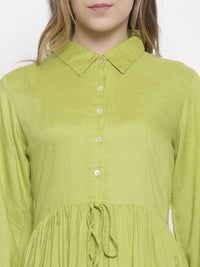 De Moza -Ladies Full Sleeve Kurta Lime - De Moza