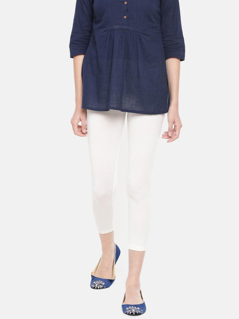 De Moza - Women's 3/4th Leggings White - De Moza
