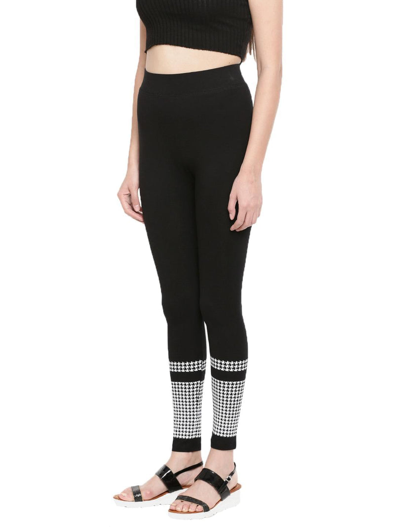 De Moza -Ladies Printed Ankle Length Leggings Black - De Moza