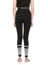 De Moza -Ladies Printed Ankle Length Leggings Black - De Moza