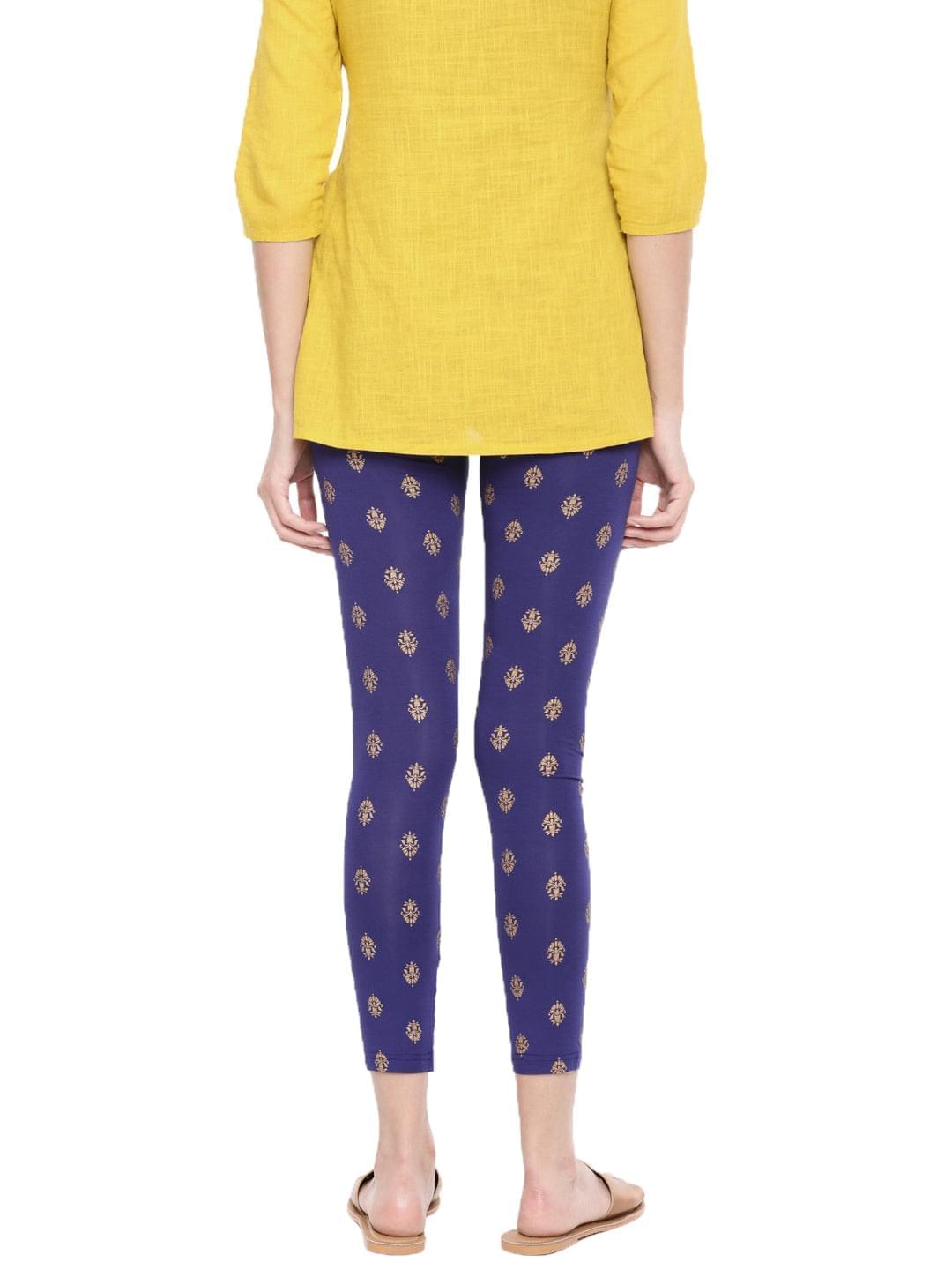 De Moza -Ladies Printed Ankle Length Leggings Navy Blue - De Moza