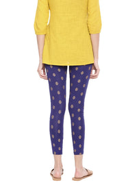 De Moza -Ladies Printed Ankle Length Leggings Navy Blue - De Moza