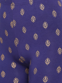 De Moza -Ladies Printed Ankle Length Leggings Navy Blue - De Moza