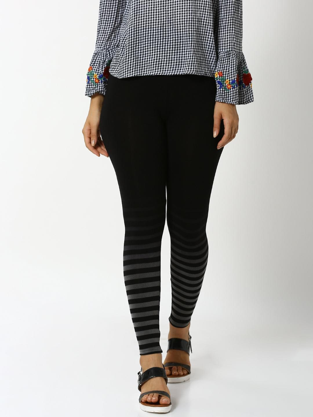 De Moza - Ladies Placement Print Active Wear Leggings Black - De Moza