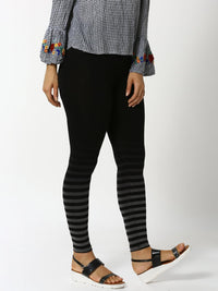 De Moza - Ladies Placement Print Active Wear Leggings Black - De Moza