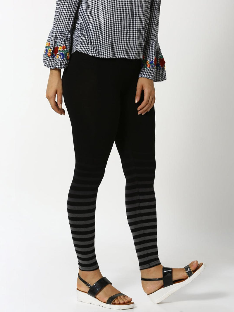 De Moza - Ladies Placement Print Active Wear Leggings Black - De Moza