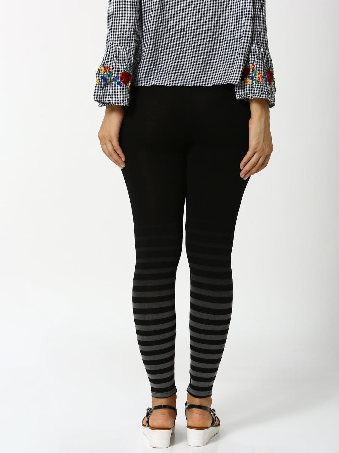 De Moza - Ladies Placement Print Active Wear Leggings Black - De Moza