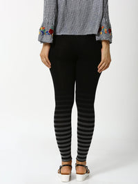 De Moza - Ladies Placement Print Active Wear Leggings Black - De Moza