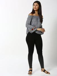 De Moza - Ladies Placement Print Active Wear Leggings Black - De Moza