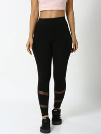 De Moza - Ladies Active Wear Mesh Leggings Black - De Moza