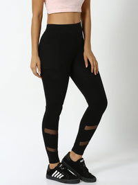 De Moza - Ladies Active Wear Mesh Leggings Black - De Moza