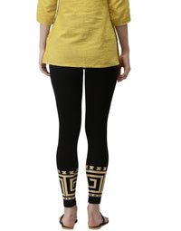 De Moza - Printed Ankle Length Leggings Black - De Moza