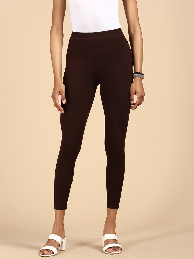 Ankle Length Leggings Viscose-Brown - De Moza