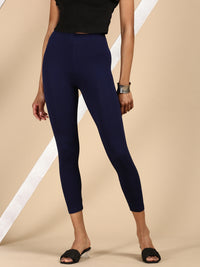 Ankle Length Leggings Viscose-Dark Navy Blue - De Moza