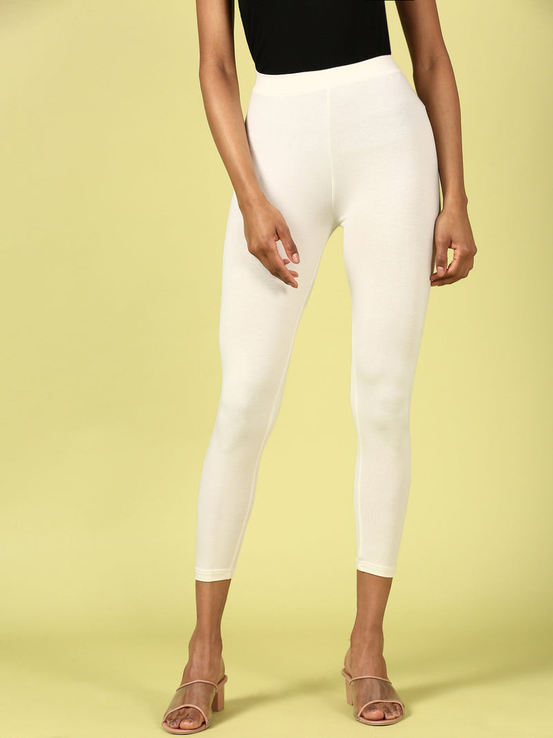 Ankle Length Leggings Viscose-Offwhite - De Moza