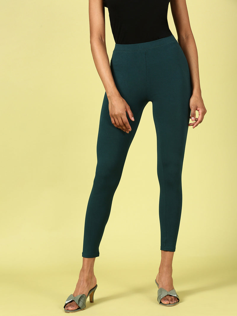 Ankle Length Leggings Viscose-Bottle green - De Moza