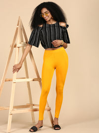 Ankle Length Leggings Viscose-Dark Yellow - De Moza