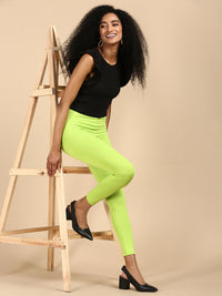 Ankle Length Leggings Viscose-Lime - De Moza