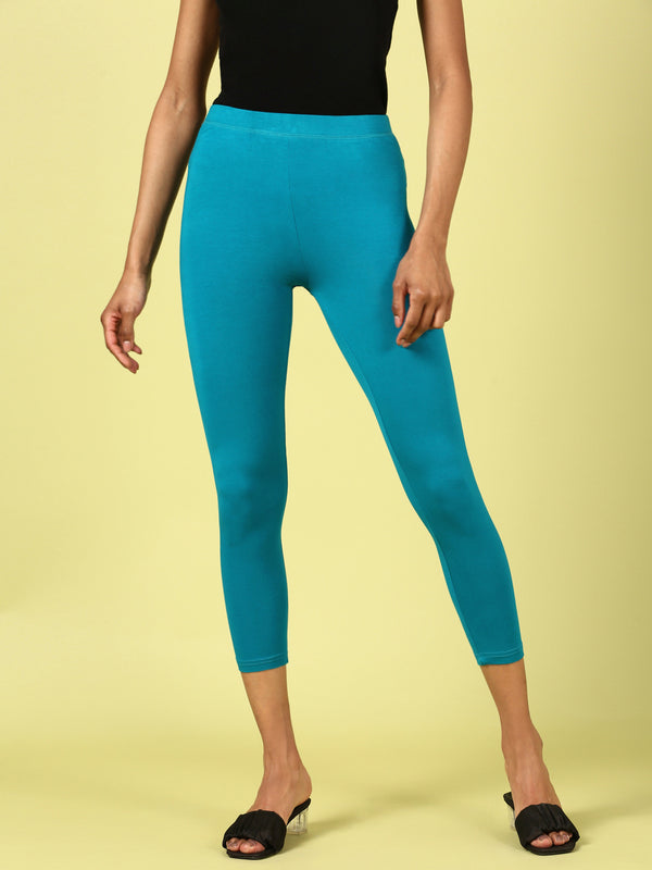 Ankle Length Leggings Viscose-Teal - De Moza