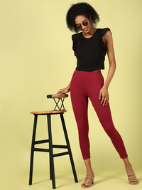 Ankle Length Leggings Viscose-Wine - De Moza