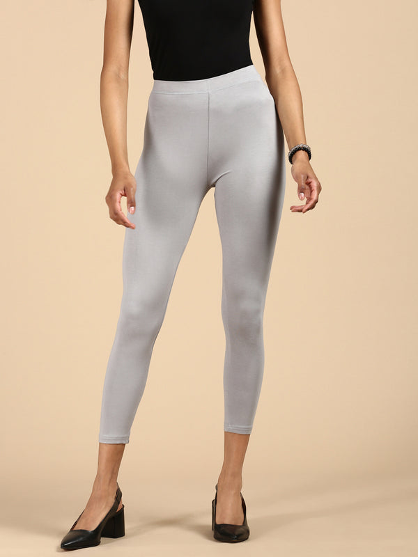 Ankle Length Leggings Viscose-Light Grey - De Moza