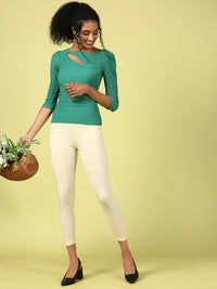 Ankle Length Leggings Viscose-Ecru - De Moza