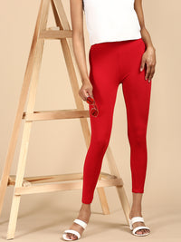 Ankle Length Leggings Viscose-True Red - De Moza