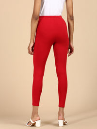 Ankle Length Leggings Viscose-True Red - De Moza