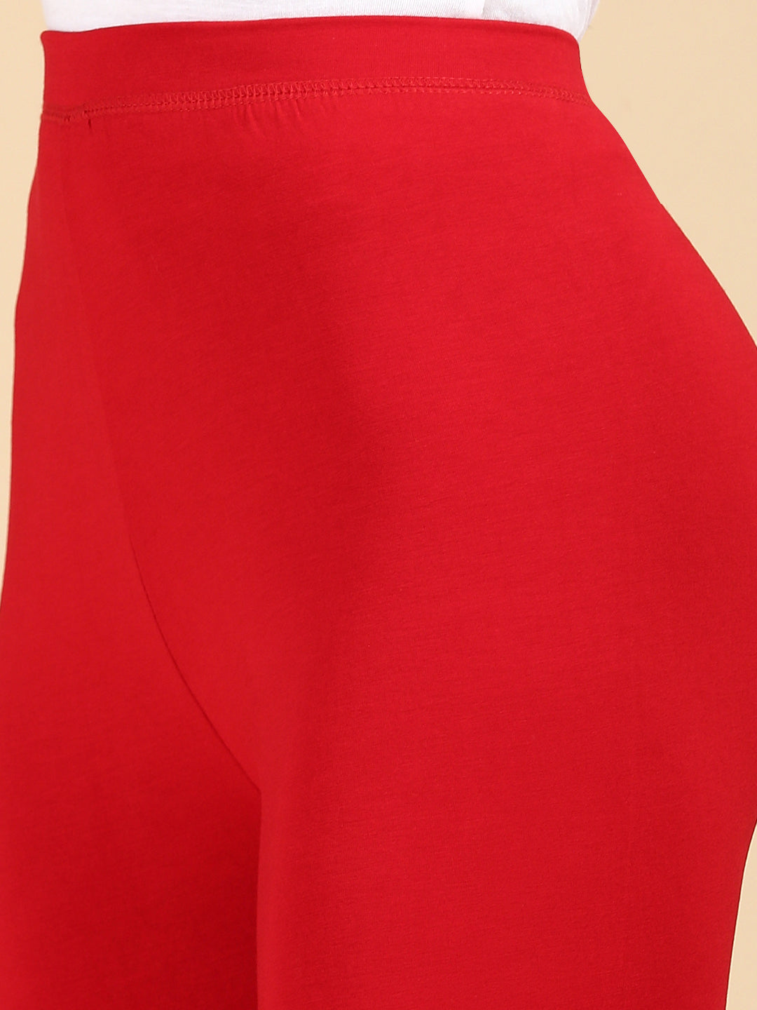 Ankle Length Leggings Viscose-True Red - De Moza