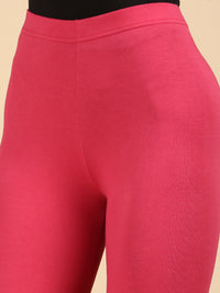 De Moza Ladies Ankle Length Leggings Solid Cotton Dark Pink - De Moza