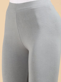 De Moza Ladies Ankle Length Leggings Solid Cotton Grey - De Moza