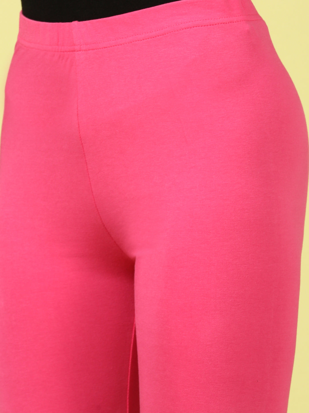 De Moza Ladies Ankle Length Leggings Solid Cotton Pink - De Moza