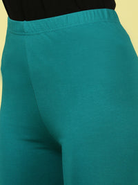 De Moza Ladies Ankle Length Leggings Solid Cotton Sea Green - De Moza