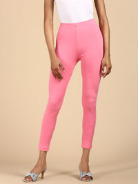 De Moza Ladies Ankle Length Leggings Solid Cotton Rani Pink - De Moza