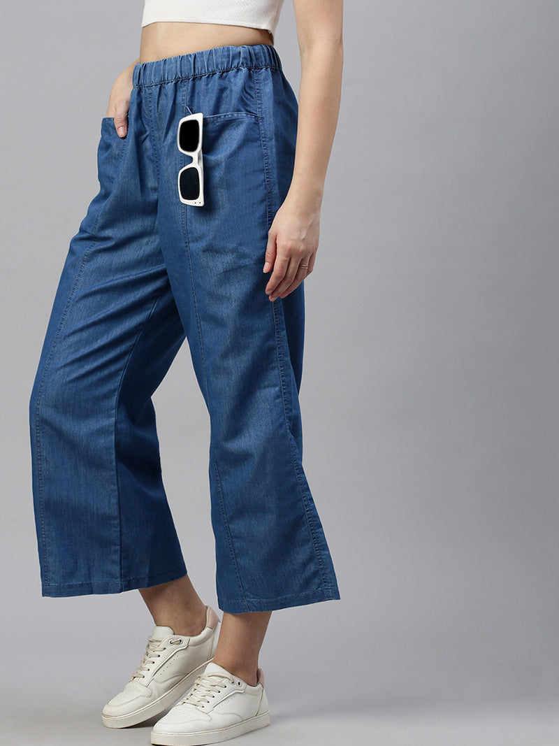 De Moza Women Culottes Mid Blue