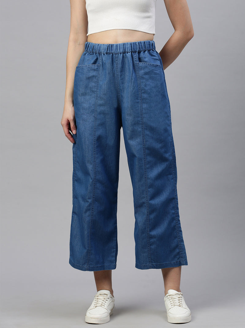 De Moza Women Culottes Mid Blue
