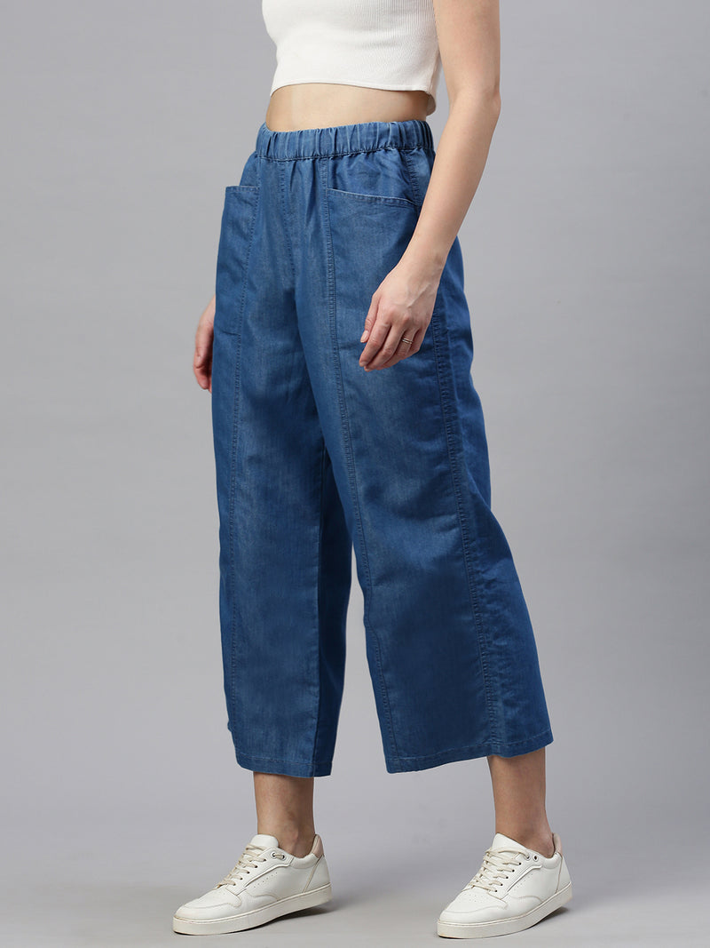 De Moza Women Culottes Mid Blue