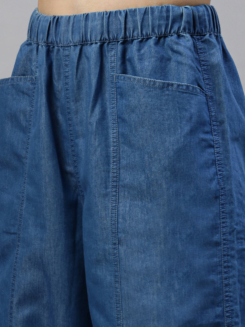 De Moza Women Culottes Mid Blue