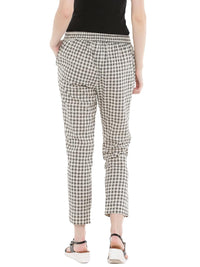 De Moza -Ladies Printed Cigarette Trousers White & Grey - De Moza