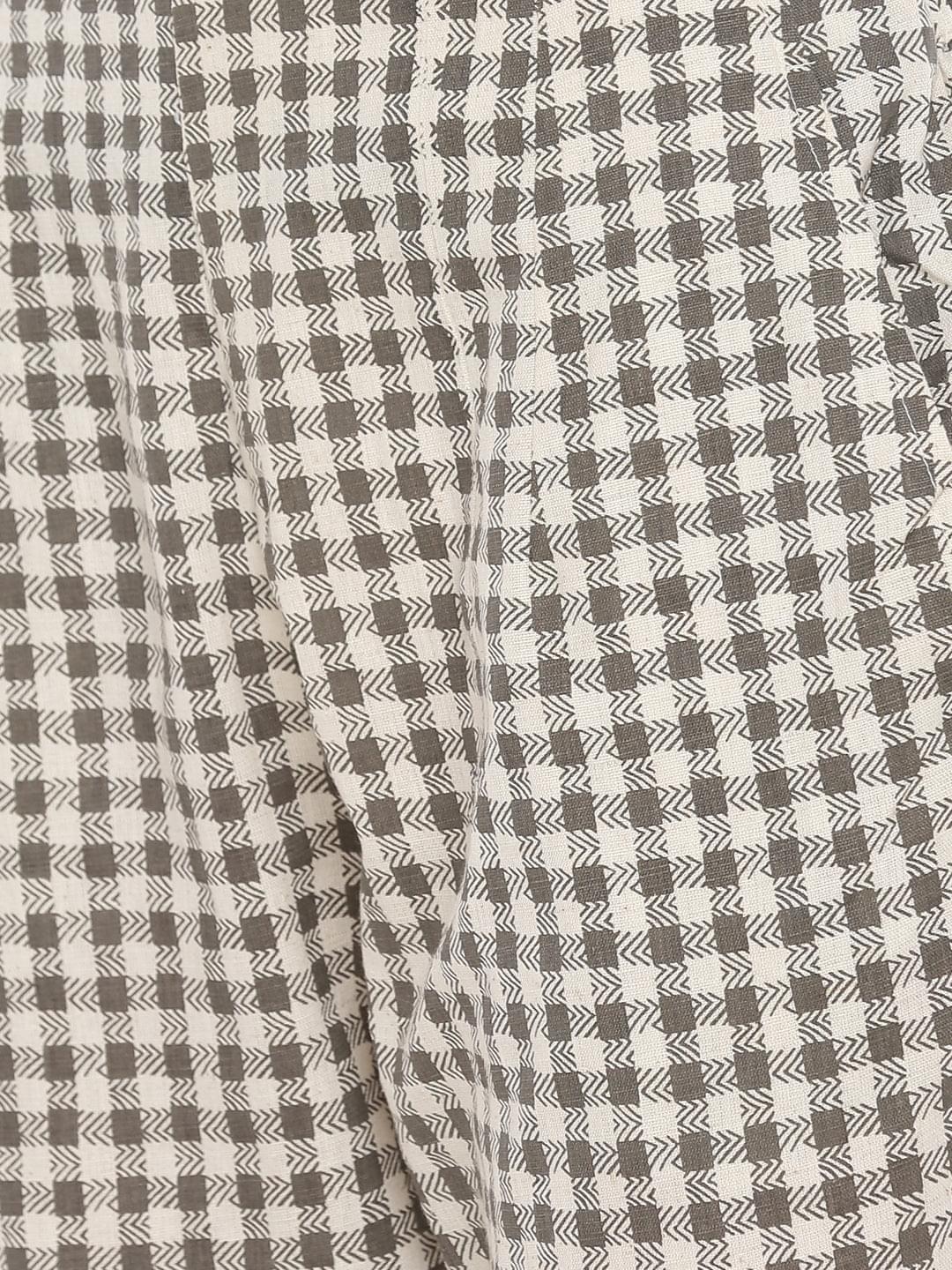 De Moza -Ladies Printed Cigarette Trousers White & Grey - De Moza