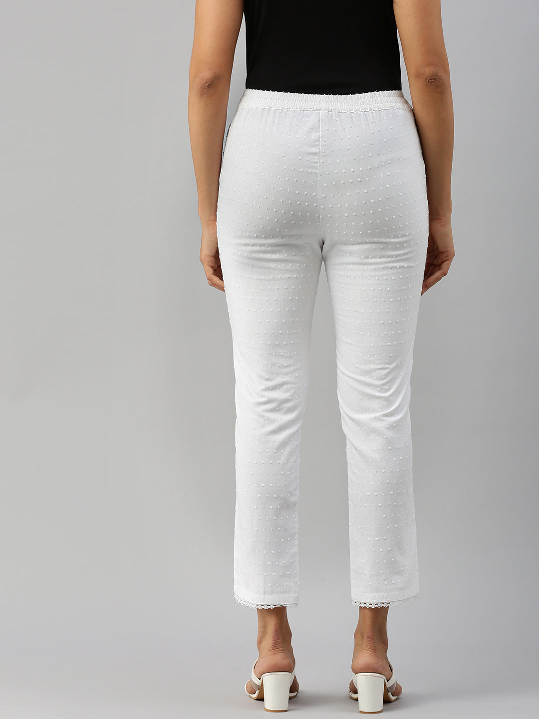 De Moza Women Cigarette Pants White